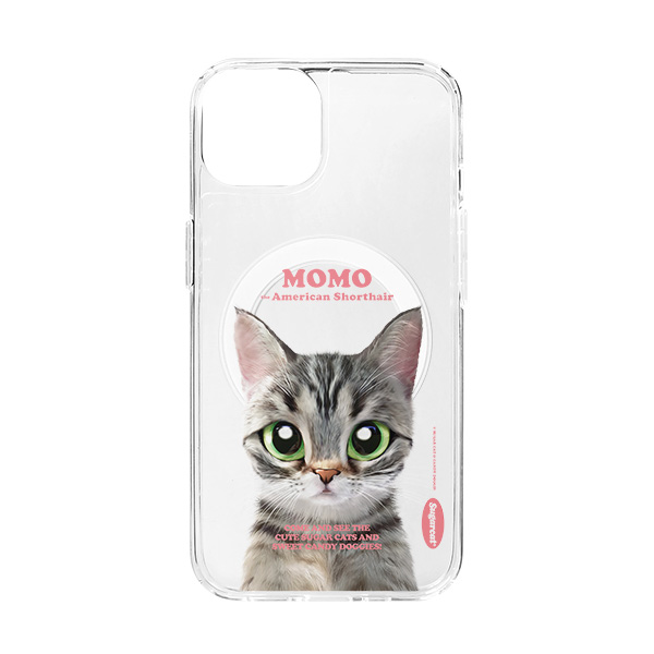 Momo the American shorthair cat Retro Clear Gelhard Case (for MagSafe)