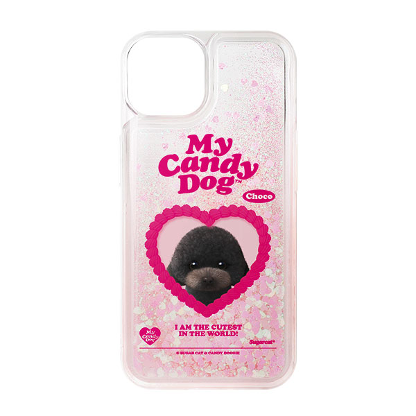 Choco the Black Poodle MyHeart Aqua Glitter Case