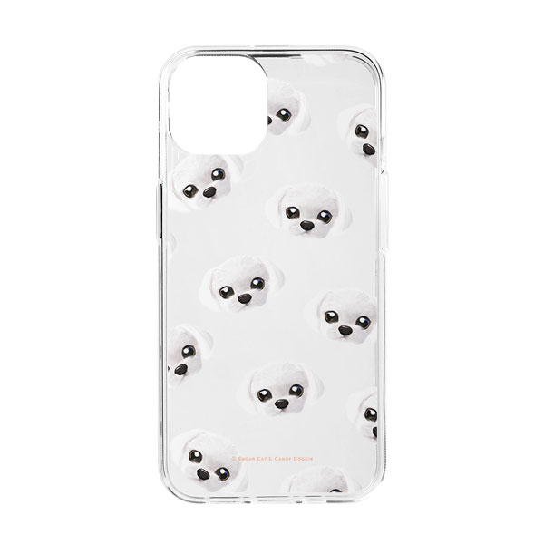 Kkoong the Maltese Face Patterns Clear Jelly Case