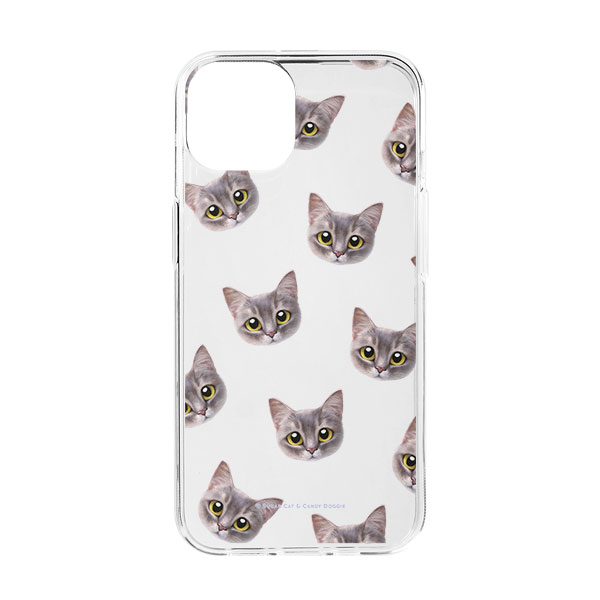 Leo the Abyssinian Blue Cat Face Patterns Clear Jelly/Gelhard Case