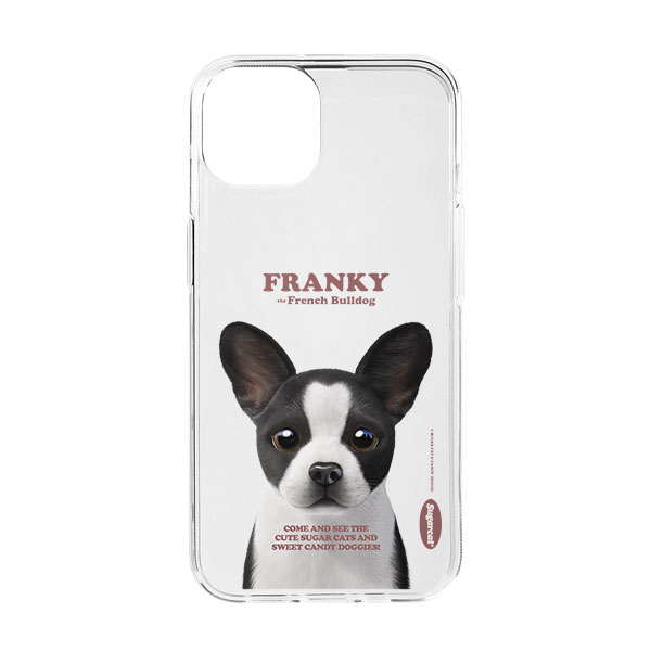Franky the French Bulldog Retro Clear Jelly/Gelhard Case