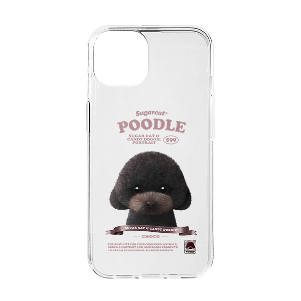 Choco the Black Poodle New Retro Clear Jelly/Gelhard Case