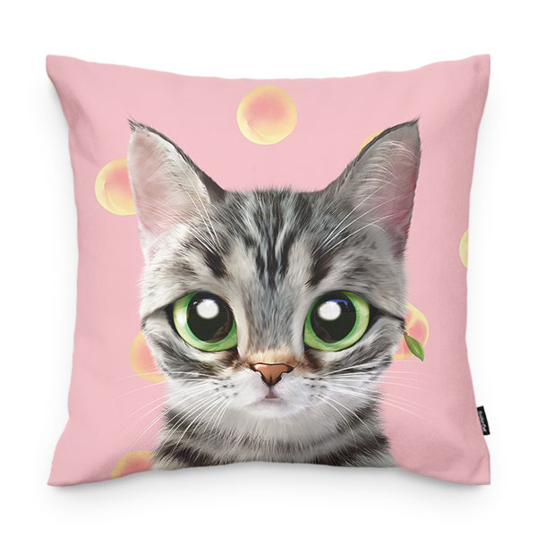 Momo the American shorthair cat’s Peach Throw Pillow