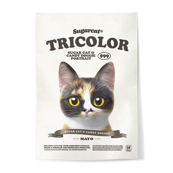 Mayo the Tricolor cat New Retro Fabric Poster