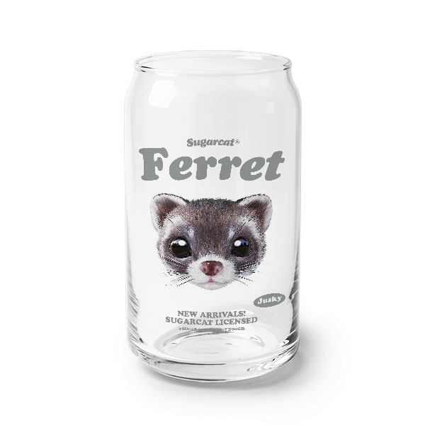Jusky the Ferret TypeFace Beer Can Glass