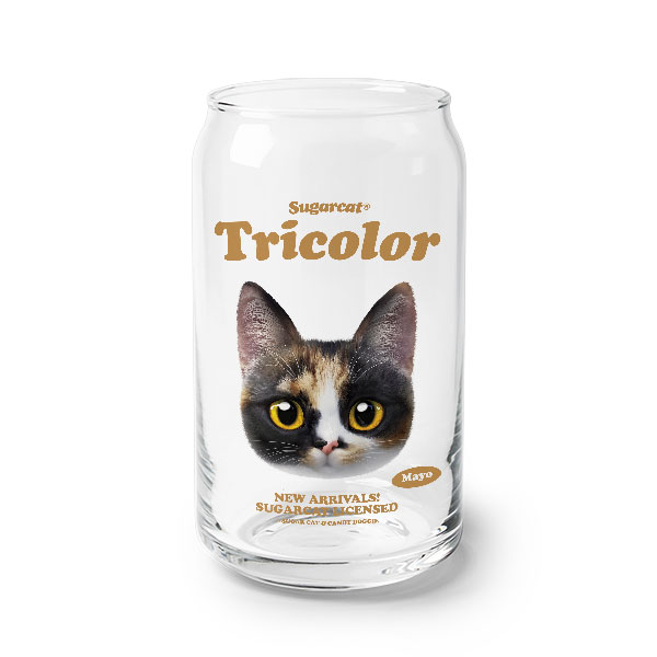 Mayo the Tricolor cat TypeFace Beer Can Glass