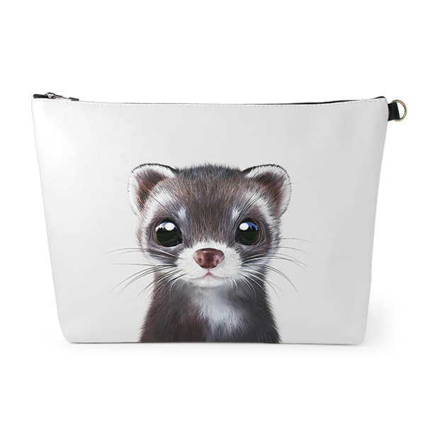 Jusky the Ferret Leather Clutch (Triangle)
