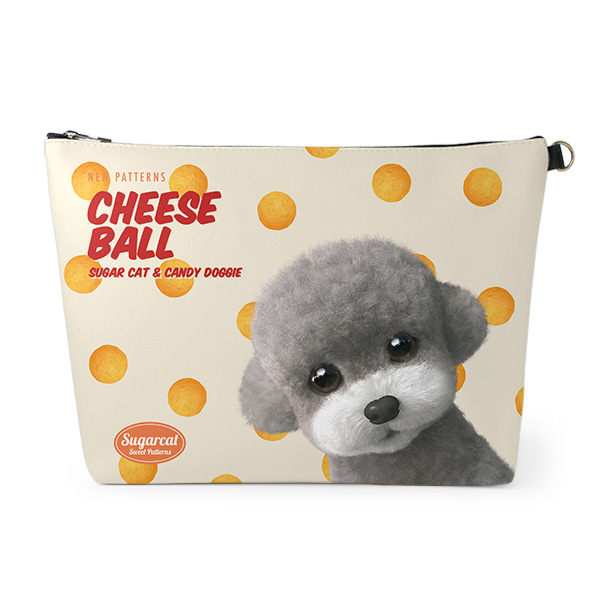 Earlgray the Poodle&#039;s Cheese Ball New Patterns Leather Clutch (Triangle)