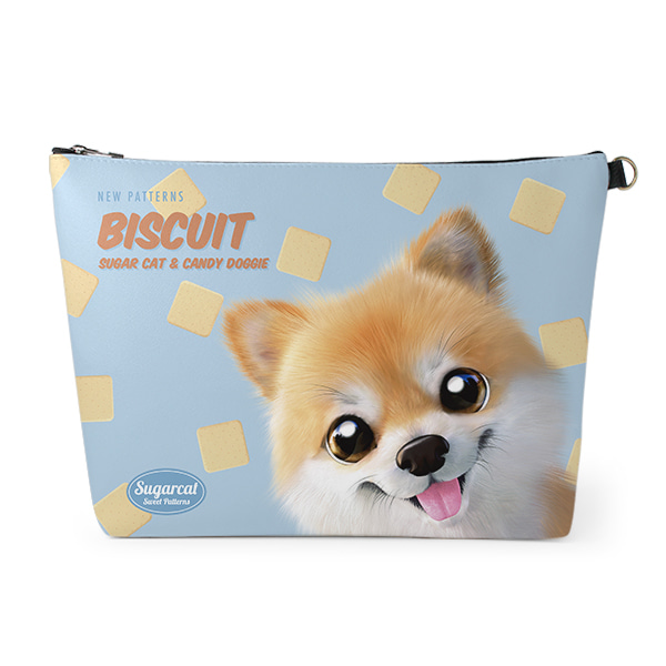 Tan the Pomeranian’s Biscuit New Patterns Leather Clutch (Triangle)