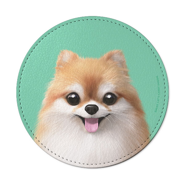 Mingk the Pomeranian Leather Coaster