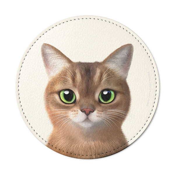 Nene the Abyssinian Leather Coaster