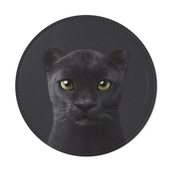 Blacky the Black Panther Leather Coaster