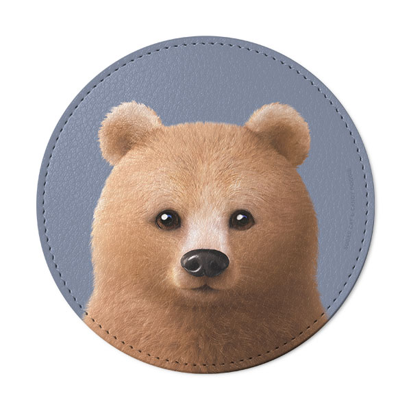 Brownie the Bear Leather Coaster
