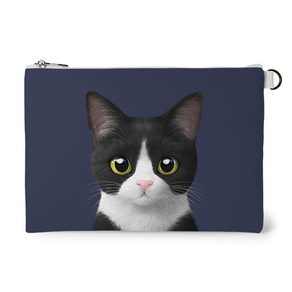 Tuxedo Leather Flat Pouch