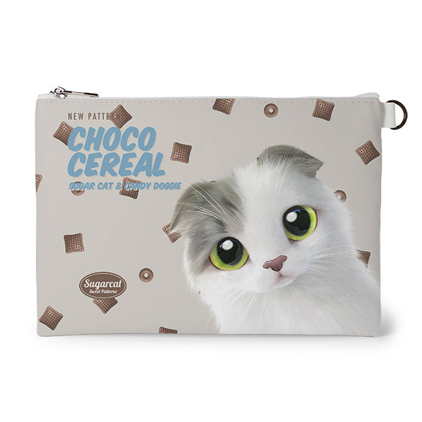 Duna’s Choco Cereal New Patterns Leather Flat Pouch