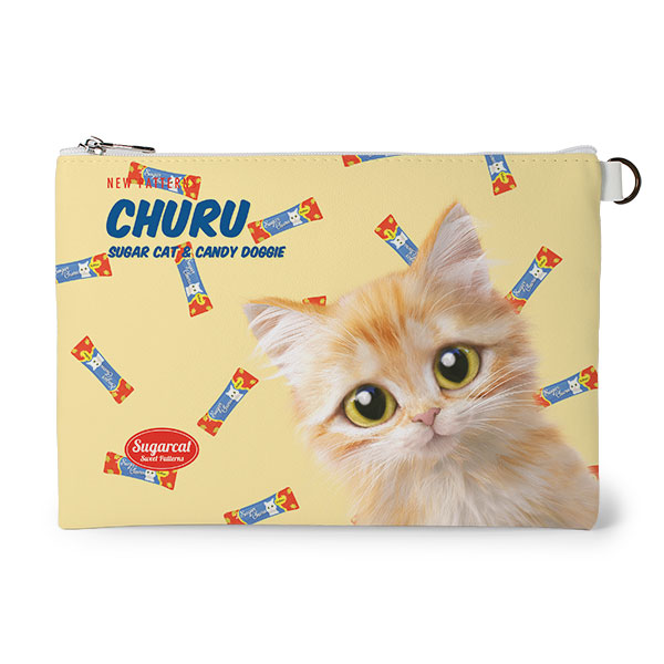 Raon the Kitten’s Churu New Patterns Leather Flat Pouch
