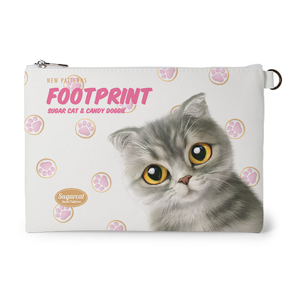 Rion’s Footprint Cookie New Patterns Leather Flat Pouch