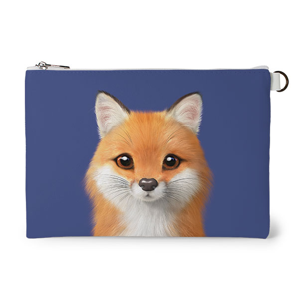 Maple the Red Fox Leather Flat Pouch
