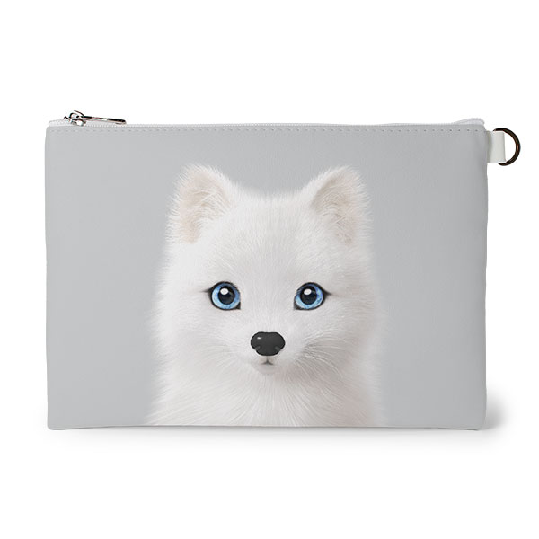 Polly the Arctic Fox Leather Flat Pouch
