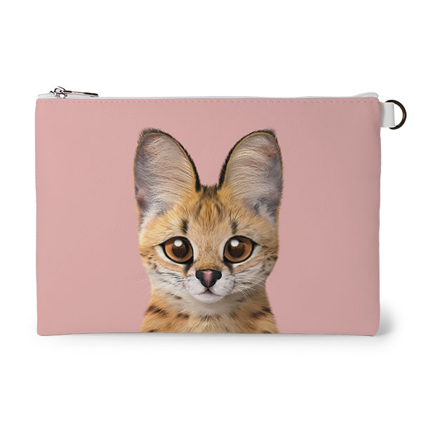 Scarlet the Serval Leather Flat Pouch