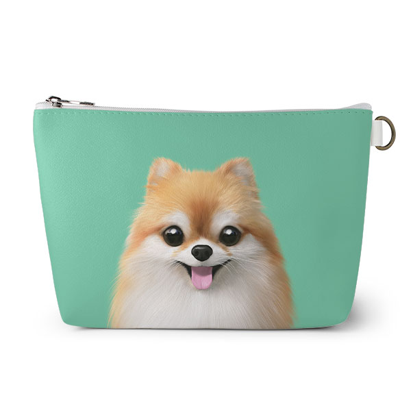 Mingk the Pomeranian Leather Triangle Pouch