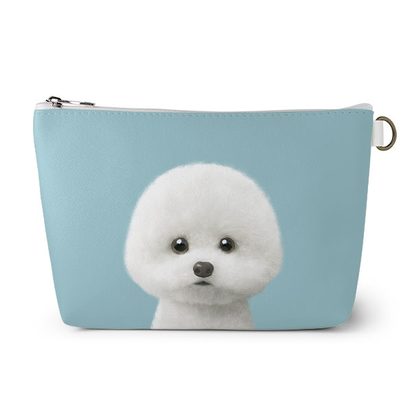 Dongle the Bichon Leather Triangle Pouch