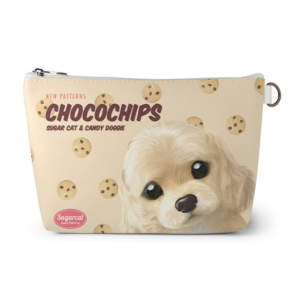 Momo the Cocker Spaniel’s Chocochips New Patterns Leather Triangle Pouch