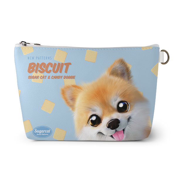 Tan the Pomeranian’s Biscuit New Patterns Leather Triangle Pouch