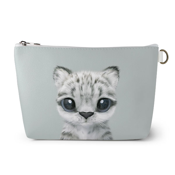 Yungki the Snow Leopard Leather Triangle Pouch