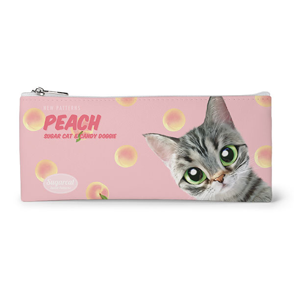Momo the American shorthair cat’s Peach New Patterns Leather Flat Pencilcase