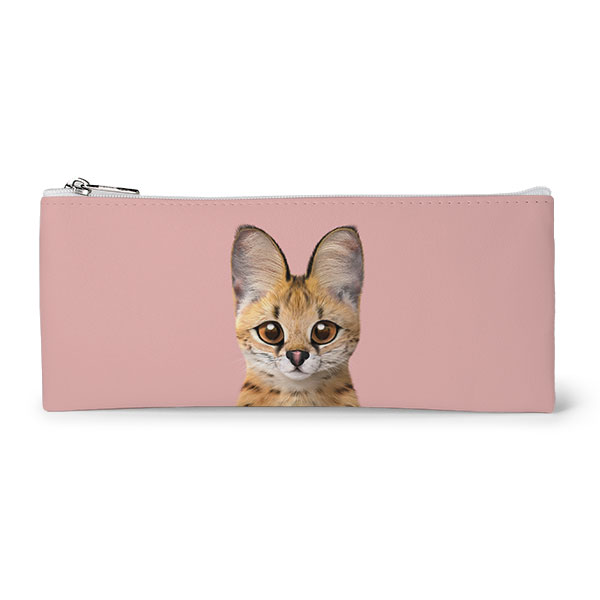 Scarlet the Serval Leather Flat Pencilcase