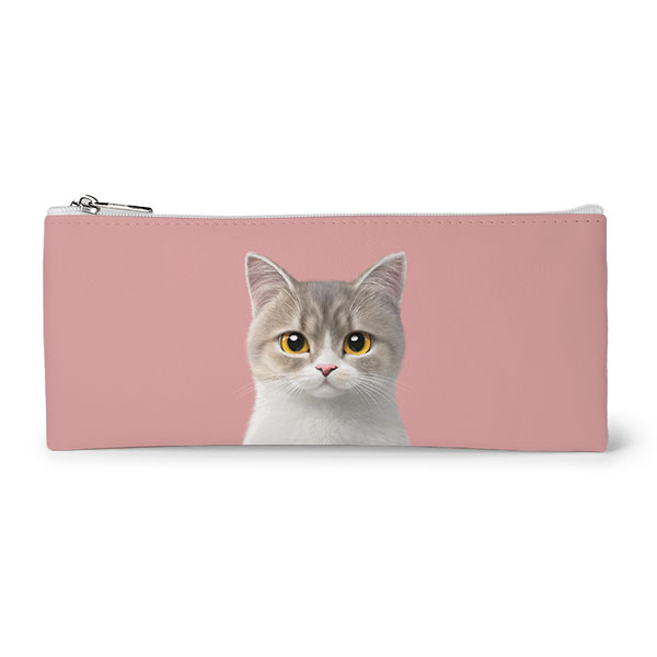 Winter the Munchkin Leather Flat Pencilcase