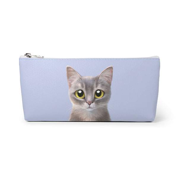 Leo the Abyssinian Blue Cat Leather Triangle Pencilcase