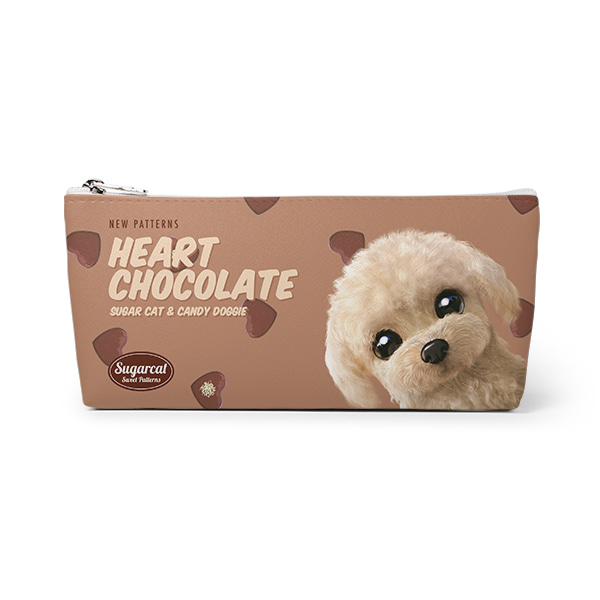 Renata the Poodle’s Heart Chocolate New Patterns Leather Triangle Pencilcase