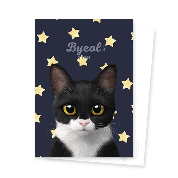 Byeol the Tuxedo Cat&#039;s Star Postcard