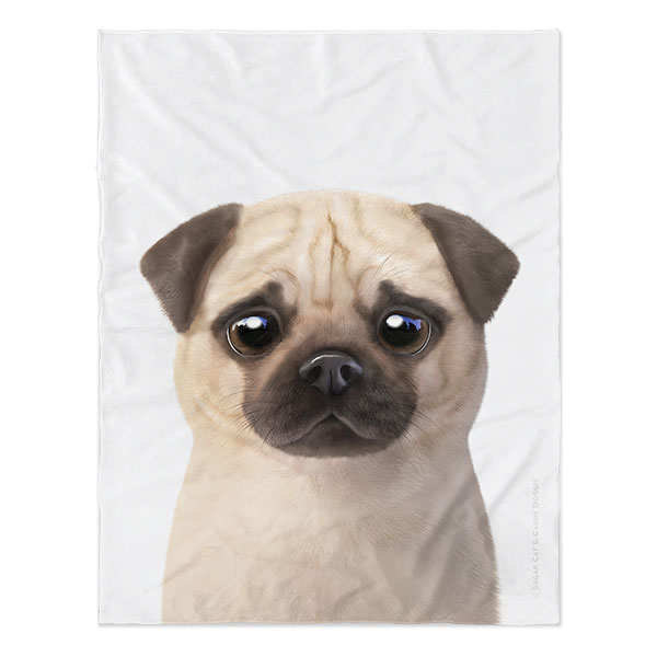 Puggie the Pug Dog Soft Blanket