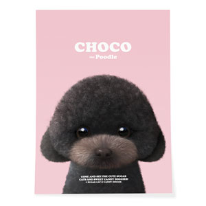 Choco the Black Poodle Retro Art Poster