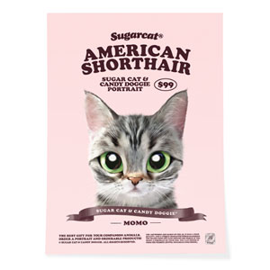 Momo the American shorthair cat New Retro Art Poster