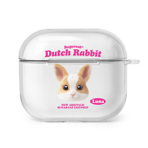Luna the Dutch Rabbit TypeFace AirPods 3 Clear Hard Case