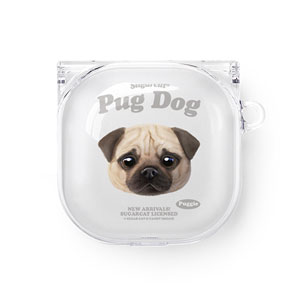 Puggie the Pug Dog TypeFace Buds Pro/Live Clear Hard Case