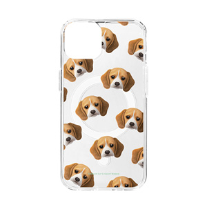 Bagel the Beagle Face Patterns Clear Gelhard Case (for MagSafe)