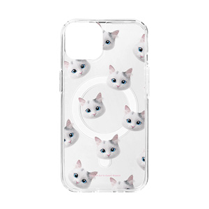 Coco the Ragdoll Face Patterns Clear Gelhard Case (for MagSafe)