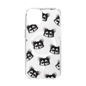 Cola the Chihuahua Face Patterns Clear Gelhard Case (for MagSafe)