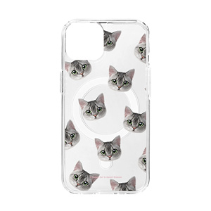 Cookie the American Shorthair Face Patterns Clear Gelhard Case (for MagSafe)