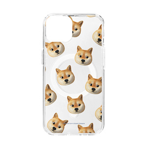 Doge the Shiba Inu Face Patterns Clear Gelhard Case (for MagSafe)