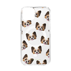 Jerry the Papillon Face Patterns Clear Gelhard Case (for MagSafe)
