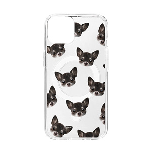 Leon the Chihuahua Face Patterns Clear Gelhard Case (for MagSafe)