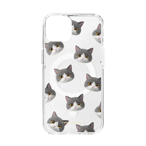 Max the British Shorthair Face Patterns Clear Gelhard Case (for MagSafe)