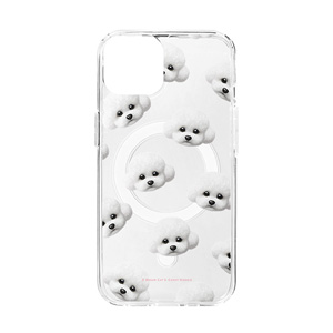 Ogu the Bichon Face Patterns Clear Gelhard Case (for MagSafe)