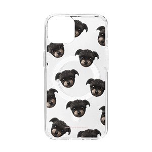 Peach the Schnauzer Face Patterns Clear Gelhard Case (for MagSafe)